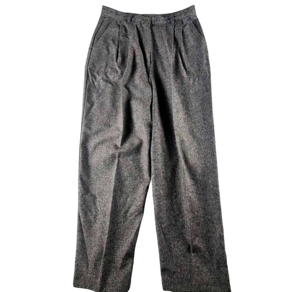 Vintage Kathie Lee Collection Dress Pants Womens 12 Gray Plaid Pleated Tweed